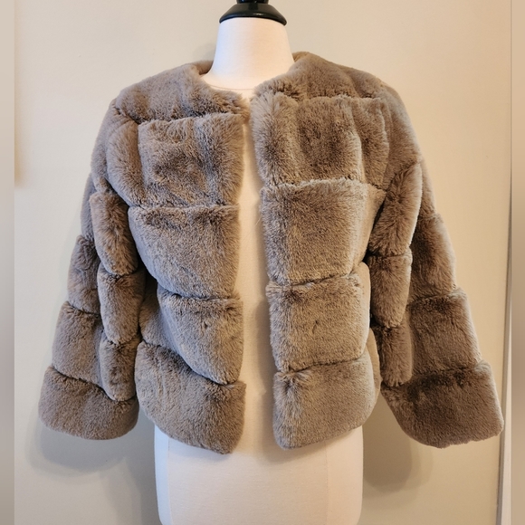 Fashion Nova Faux Fur Lined Jacket In Mocha Size Small - Picture 3 of 7
